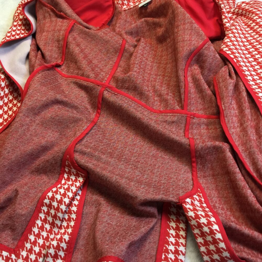 Cabi Blazer Jacket Sz S Womans Red White Classic Houndstooth Streth Pocket #4249 - Picture 14 of 16
